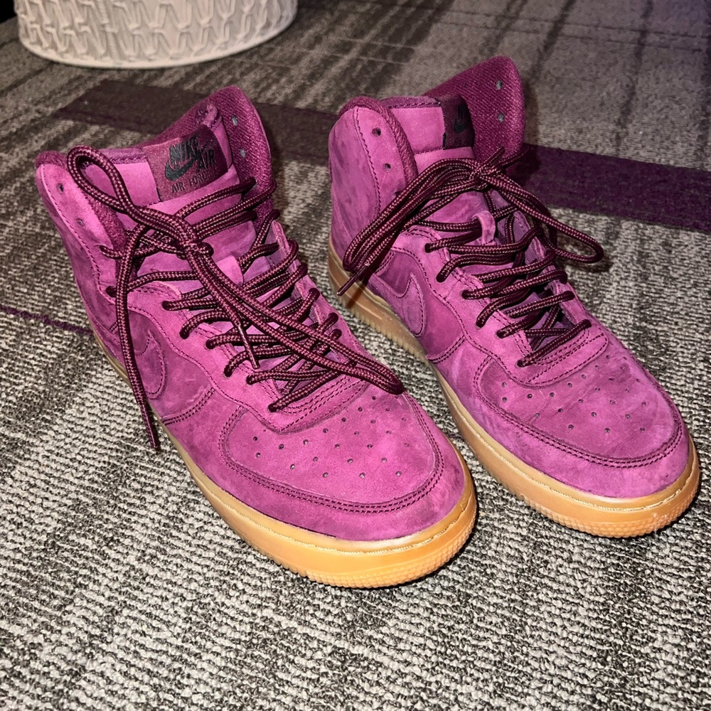 Plum Colored Velvet Nike Air Force 1 - Size US 6Y